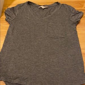 Pink rose grey top with pocket